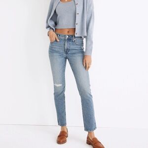 Madewell Mid-Rise Perfect Vintage Jean in Ainsdale Wash Knee-Rip Size 26